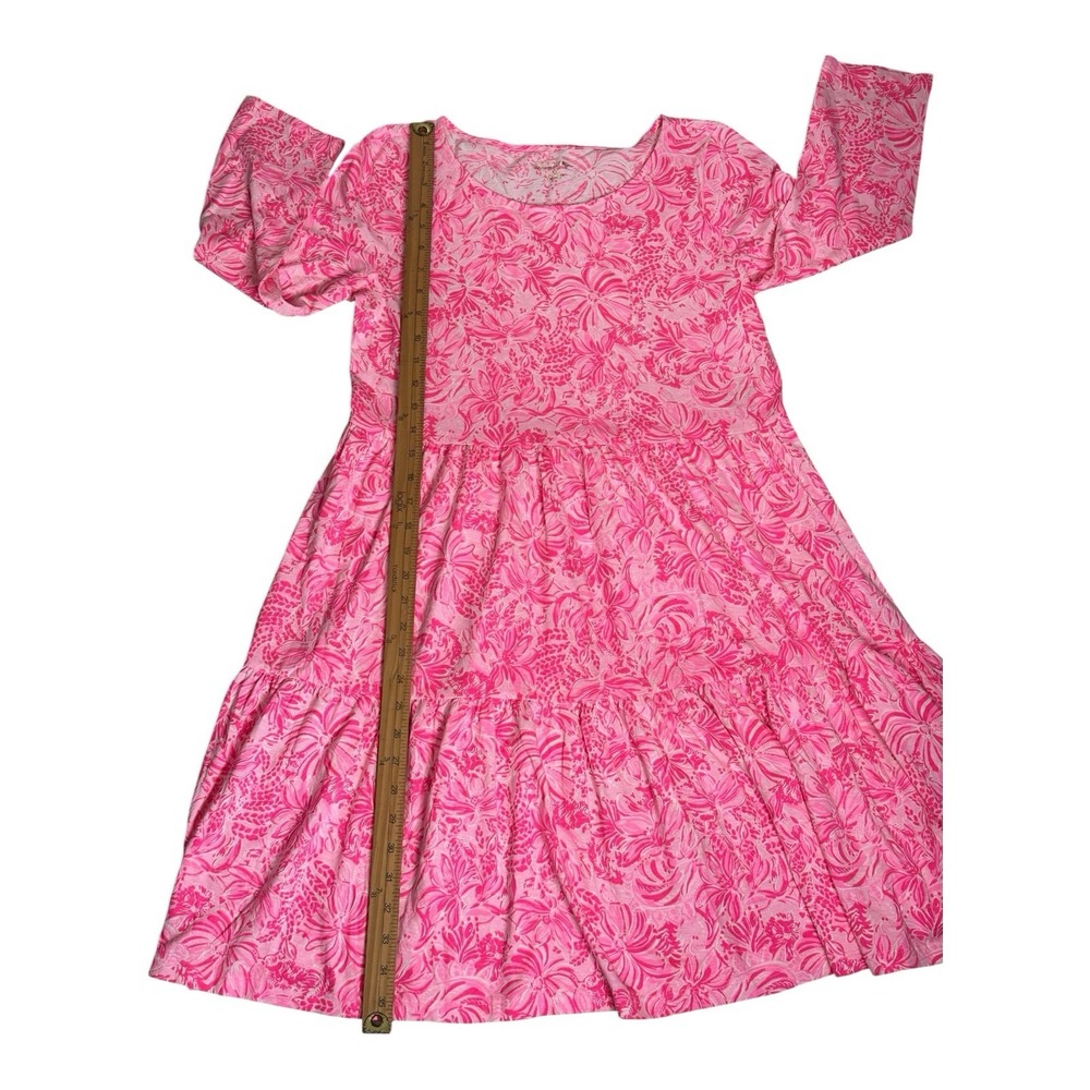 Lilly Pulitzer Pink Paradise Twirl Skirt Long Sleeve Dress Size Medium - Picture 7 of 12